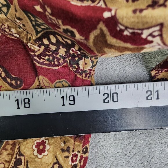 Womens Red & Gold Chaps Paisley Shirt Button Up Cotton Long Sleeve Size M - Picture 5 of 7